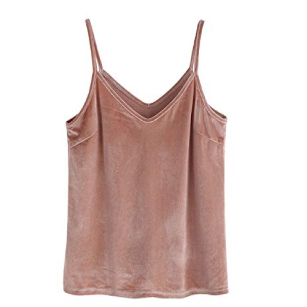 PINK VELVET CROPPED CAMI